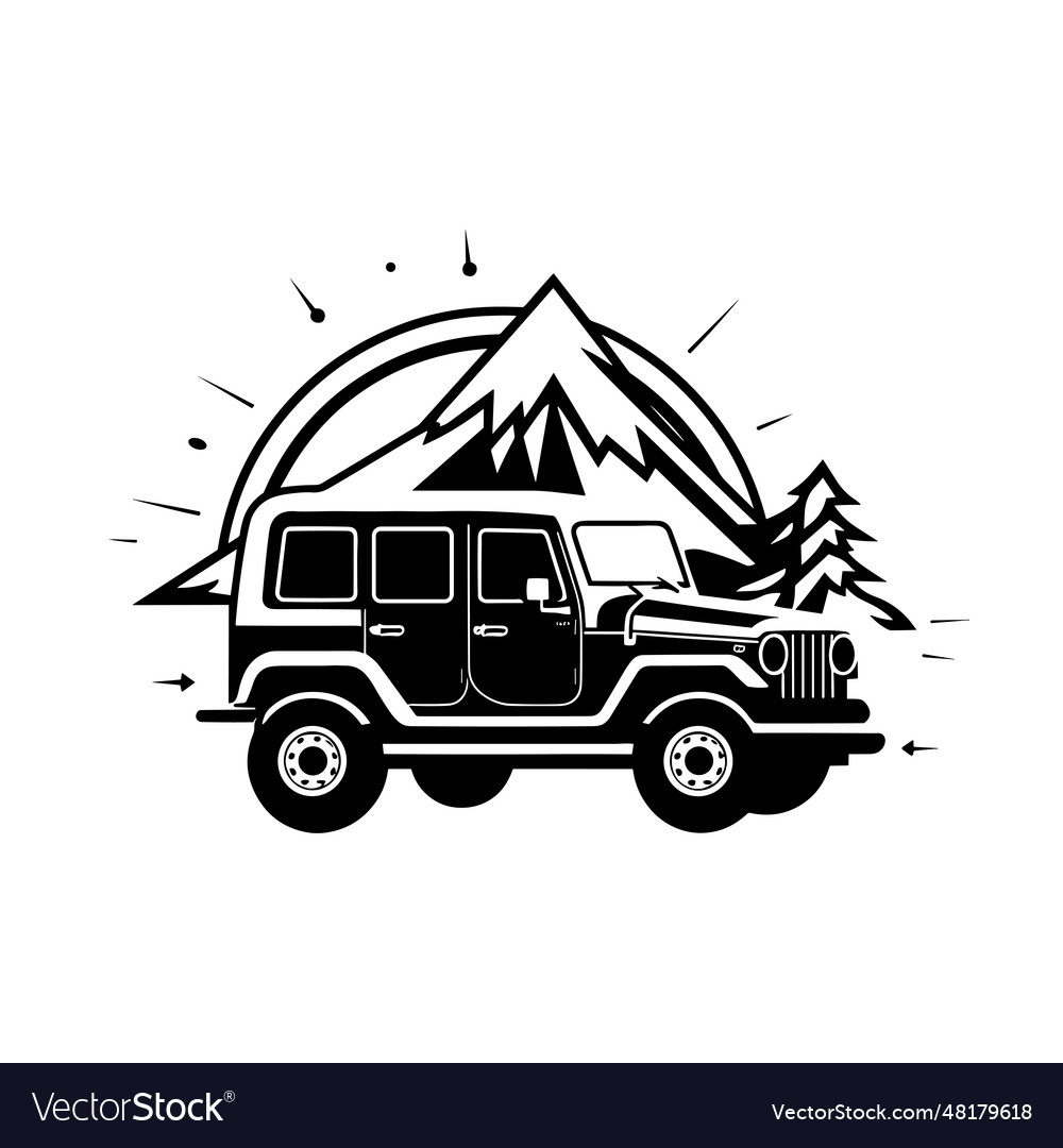 Beautiful jeep silhouette Royalty Free Vector Image