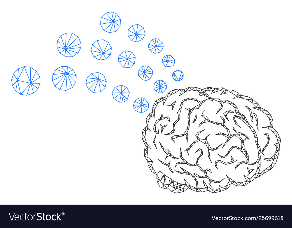 Brain radio interface polygonal frame mesh vector image Brain radio interface polygonal frame mesh