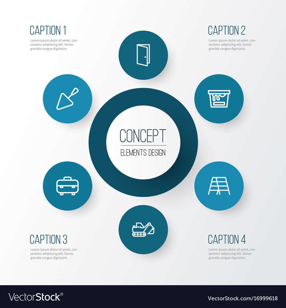 Building outline icons set collection