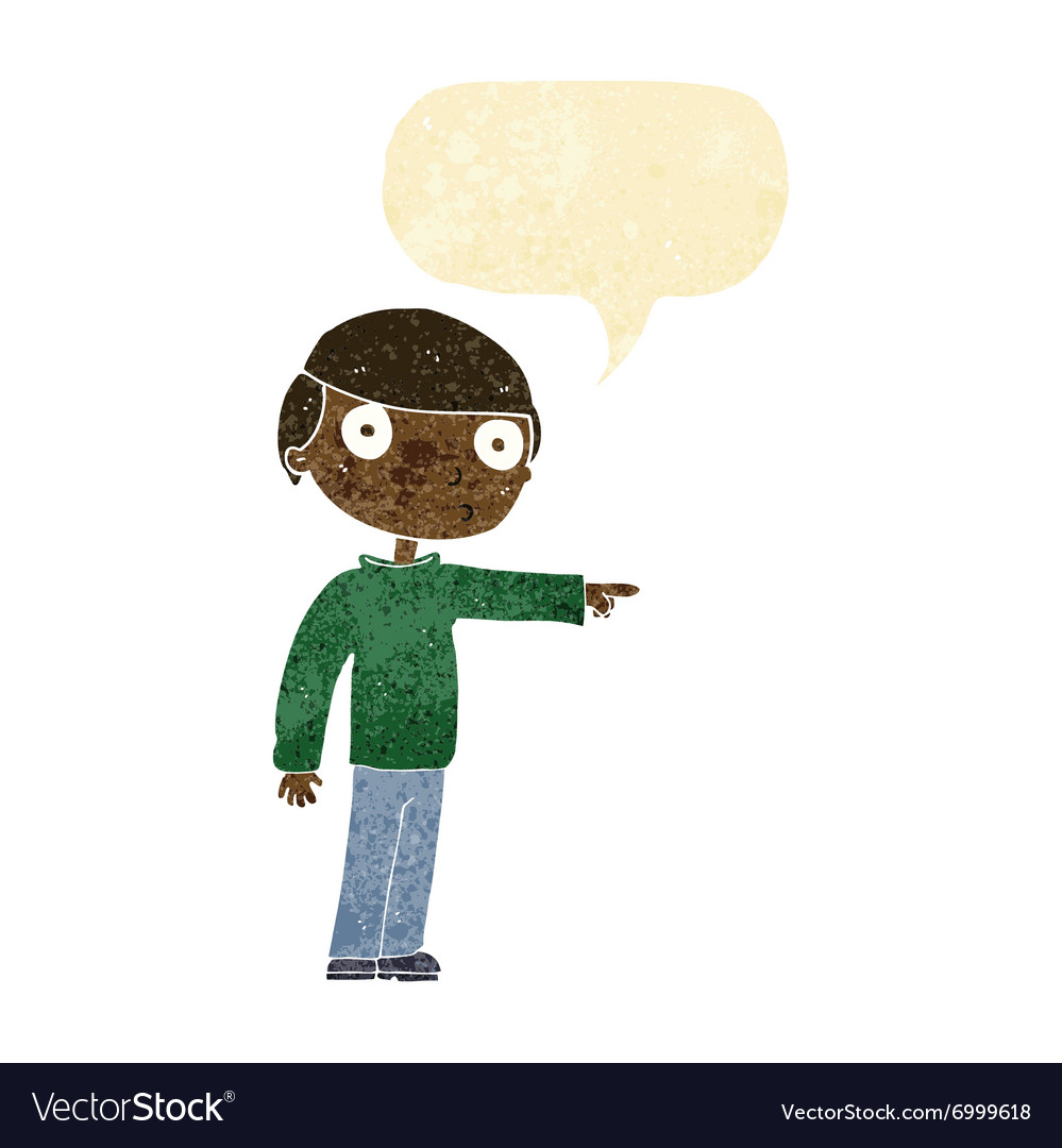 Cartoon man pointing with speech bubble Royalty Free Vector