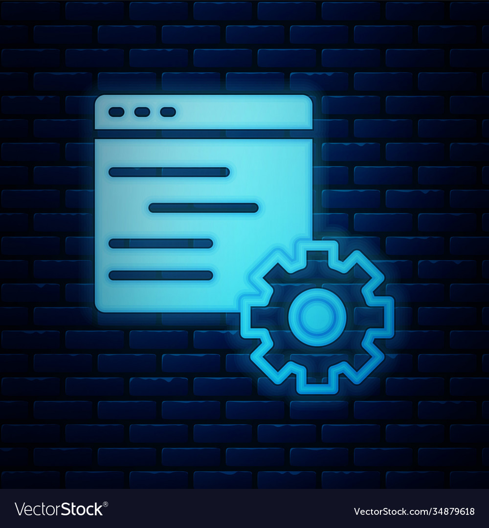 Glowing neon computer api interface icon isolated vector image Glowing neon computer api interface icon isolated