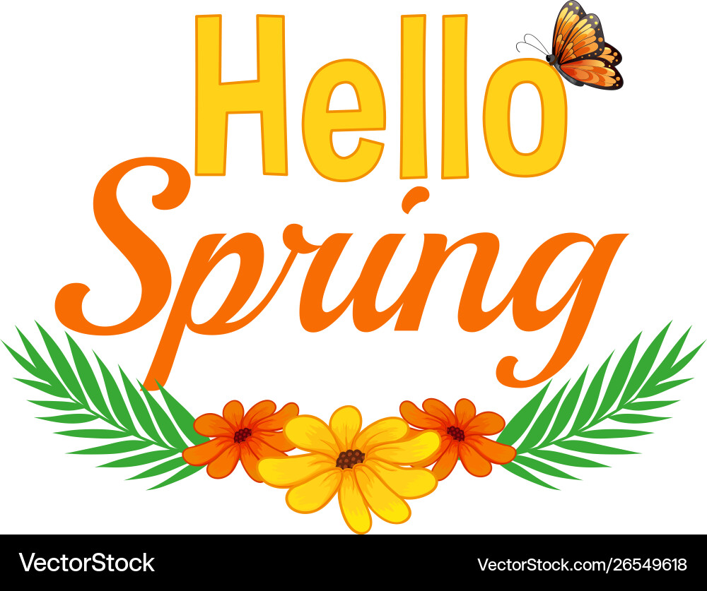 Hello spring nature text Royalty Free Vector Image