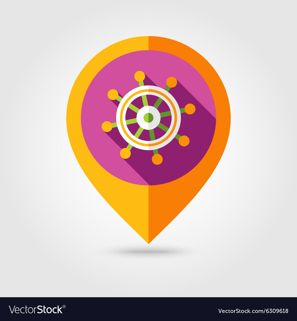 Helm flat mapping pin icon with long shadow