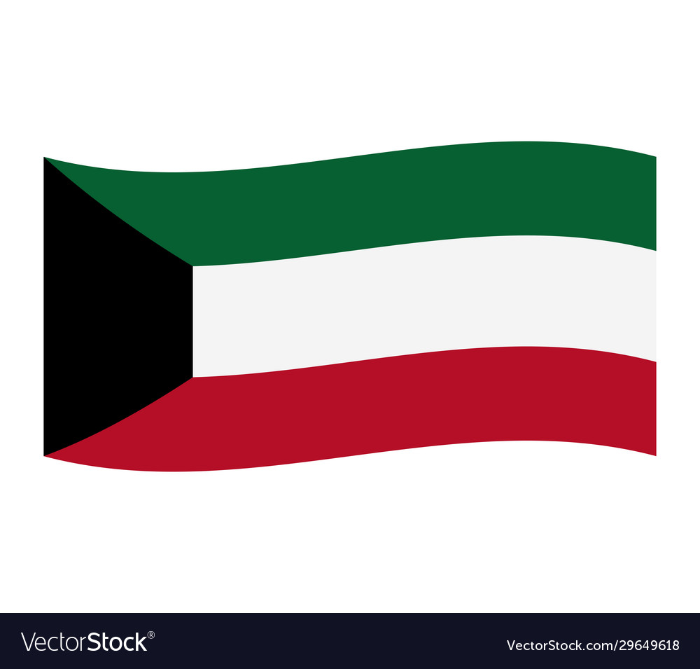 Kuwait flag in on white background