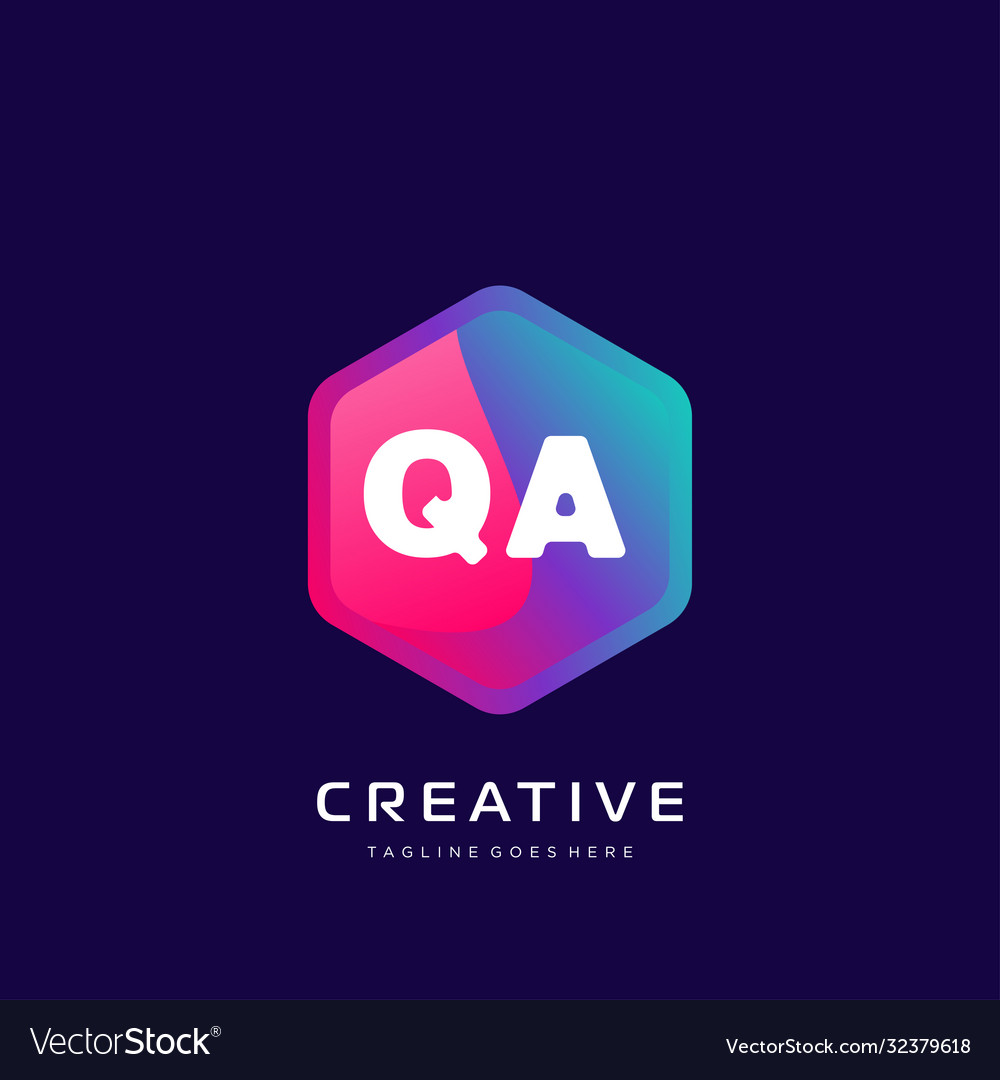 Qa initial logo with colorful template