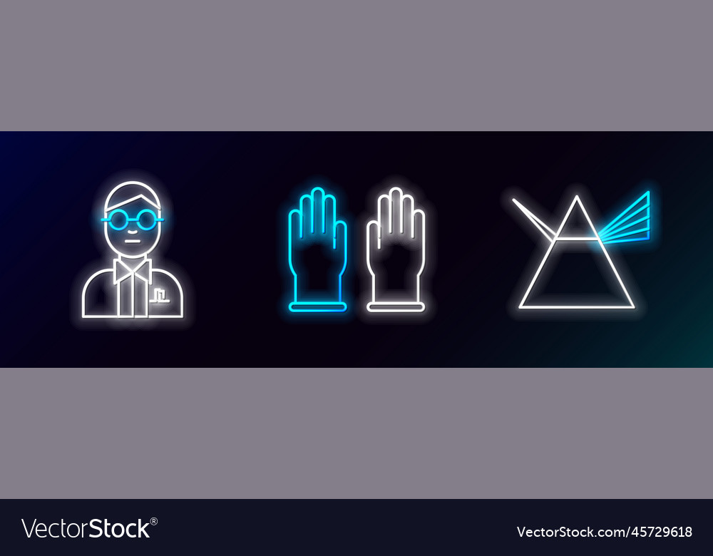 Set line light rays in prism scientist and rubber vector image Set line light rays in prism scientist and rubber