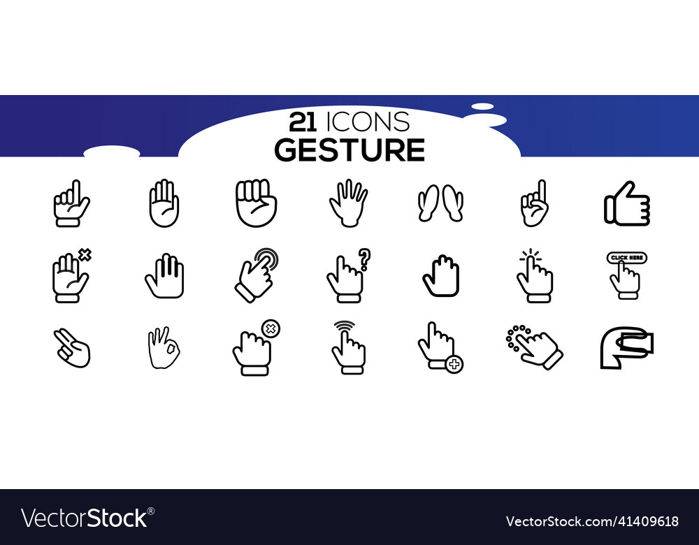 Touch screen gestures icons in thin line style