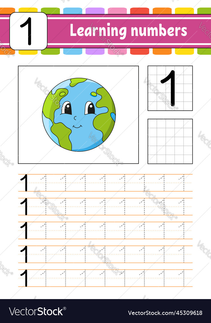 Trace and write numbers handwriting practice