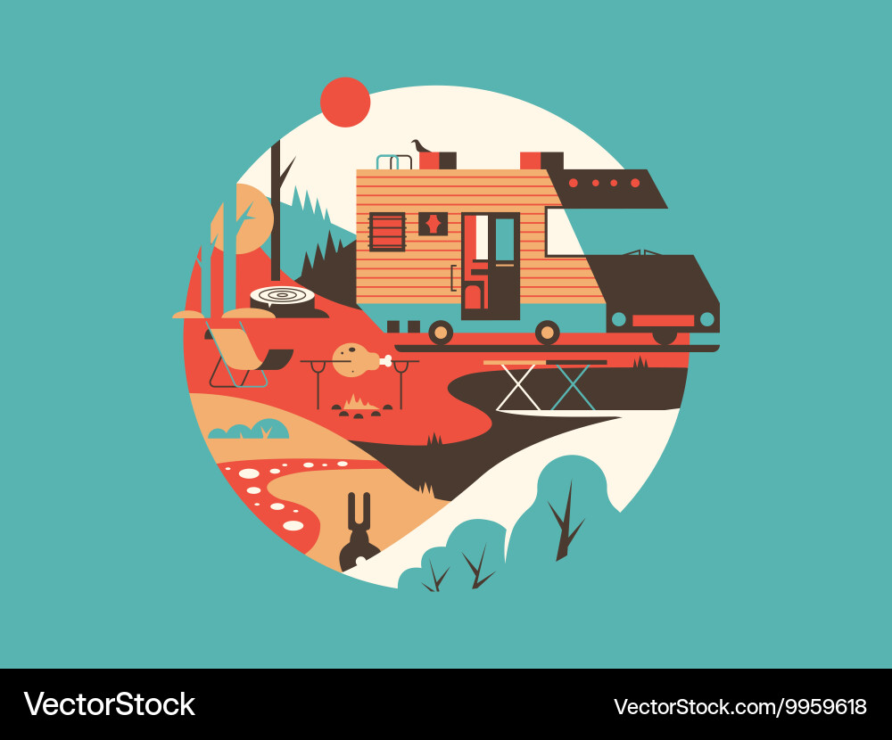 Trailer machine house Royalty Free Vector Image