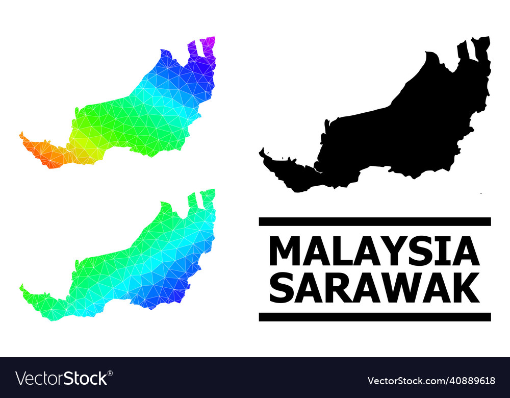 Triangle filled spectrum map of sarawak vector image Triangle filled spectrum map of sarawak