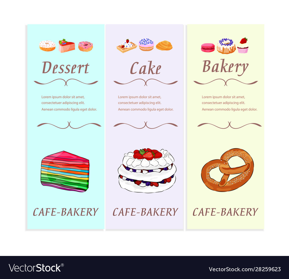 Bakery and pastry shop desserts banner set