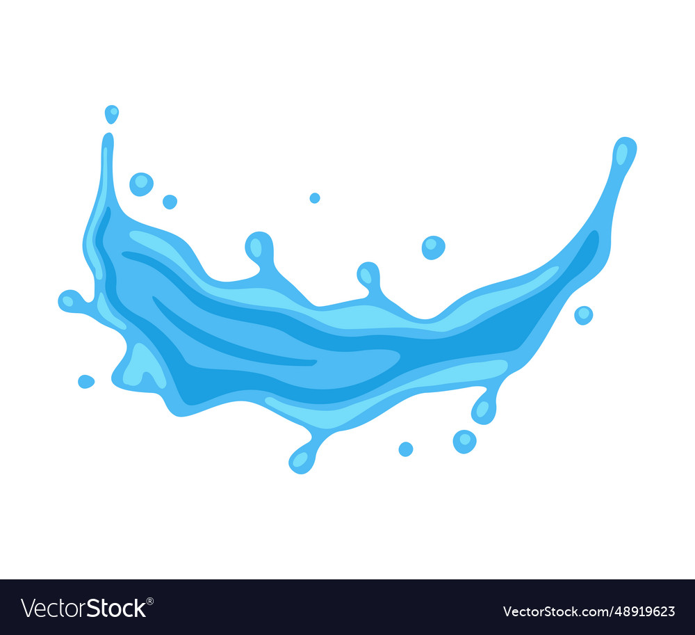 Blue water splash as aqua motion with drops Vector Image