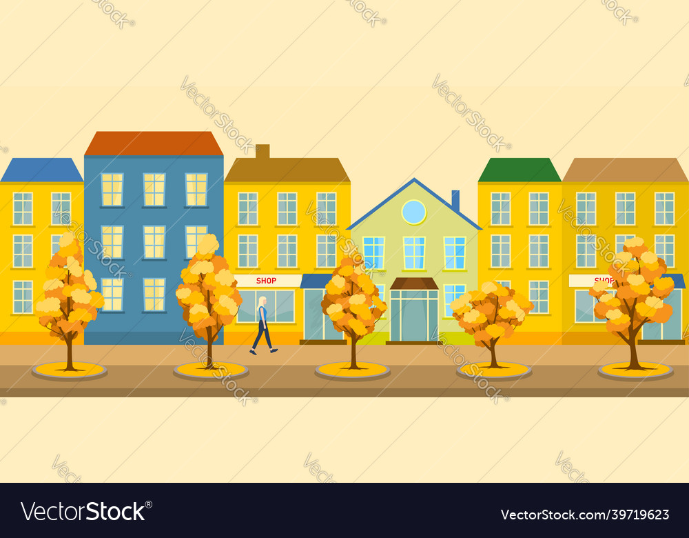 Cartoon autumn town Royalty Free Vector Image - VectorStock