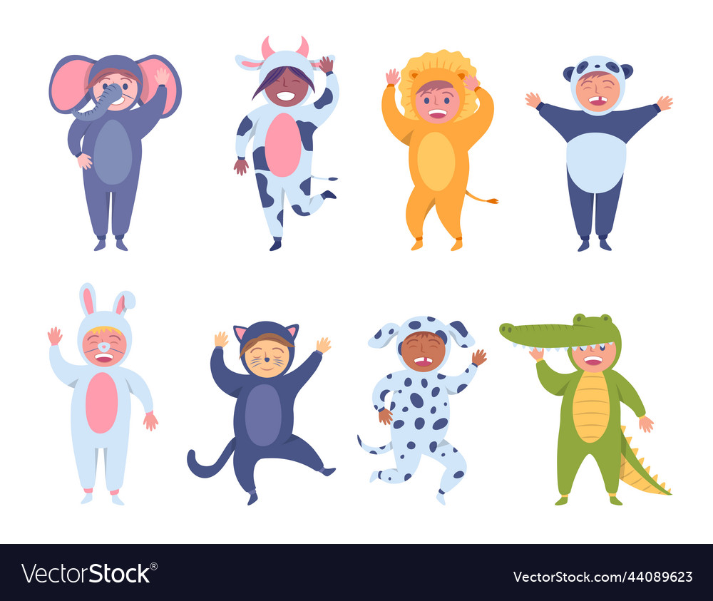 Cartoon color characters children animal costume Vector Image Cartoon color characters children animal costume Vector Image