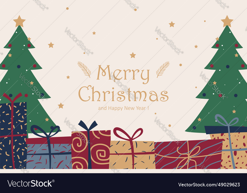 Christmas gift box background flat hand drawn