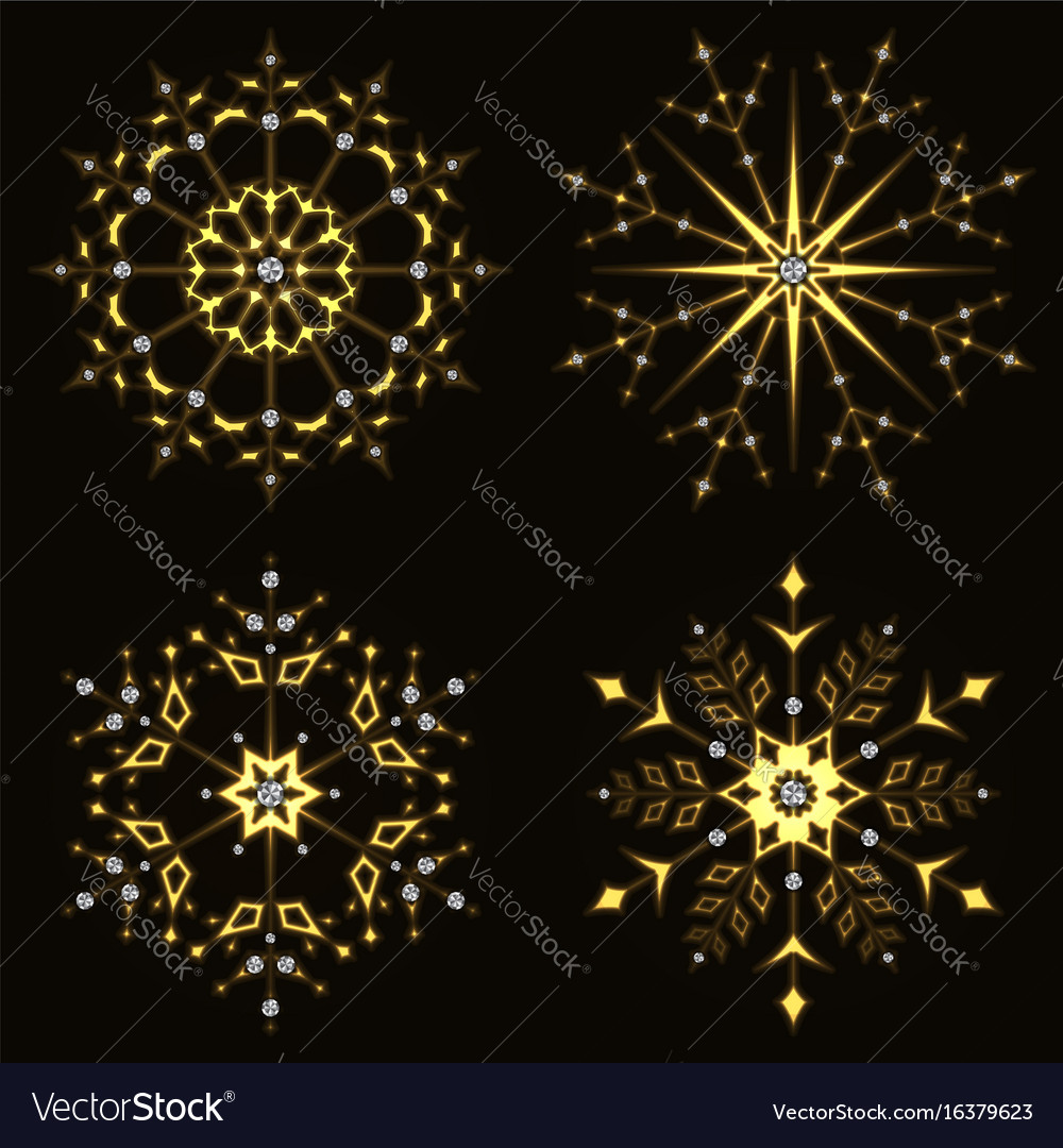 Gold shining snowflake Royalty Free Vector Image