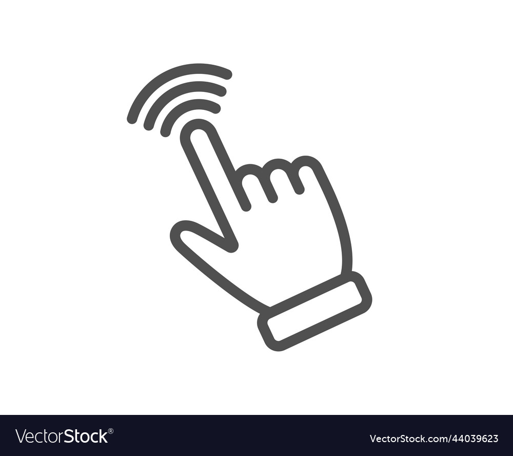 Hand cursor line icon click action sign vector image Hand cursor line icon click action sign