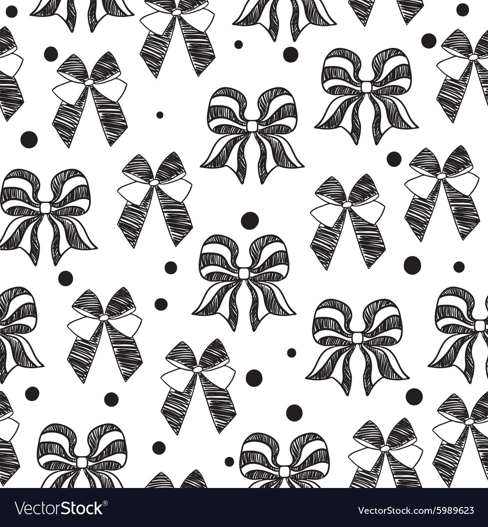 Hand-drawn doodle seamless pattern with bows