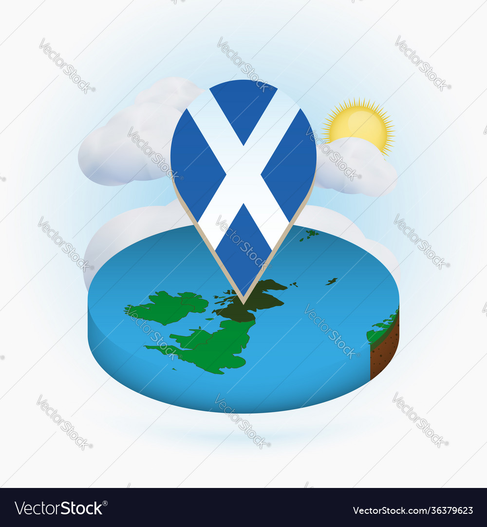 Isometric round map scotland and point marker