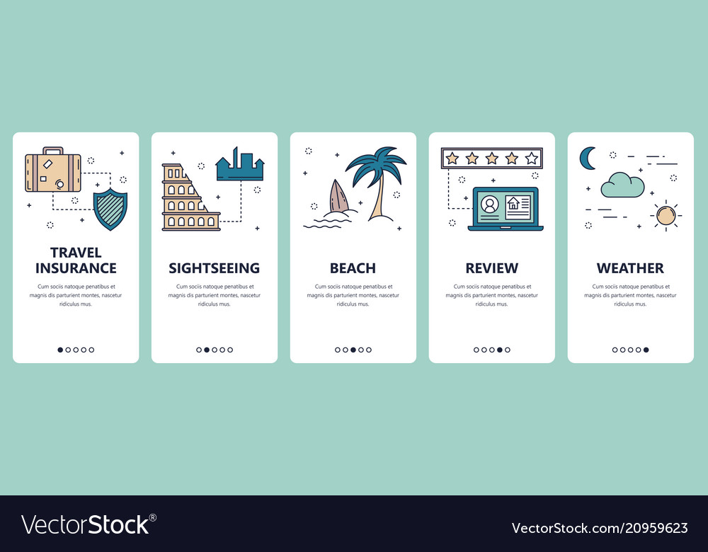 Line art web and mobile app template set