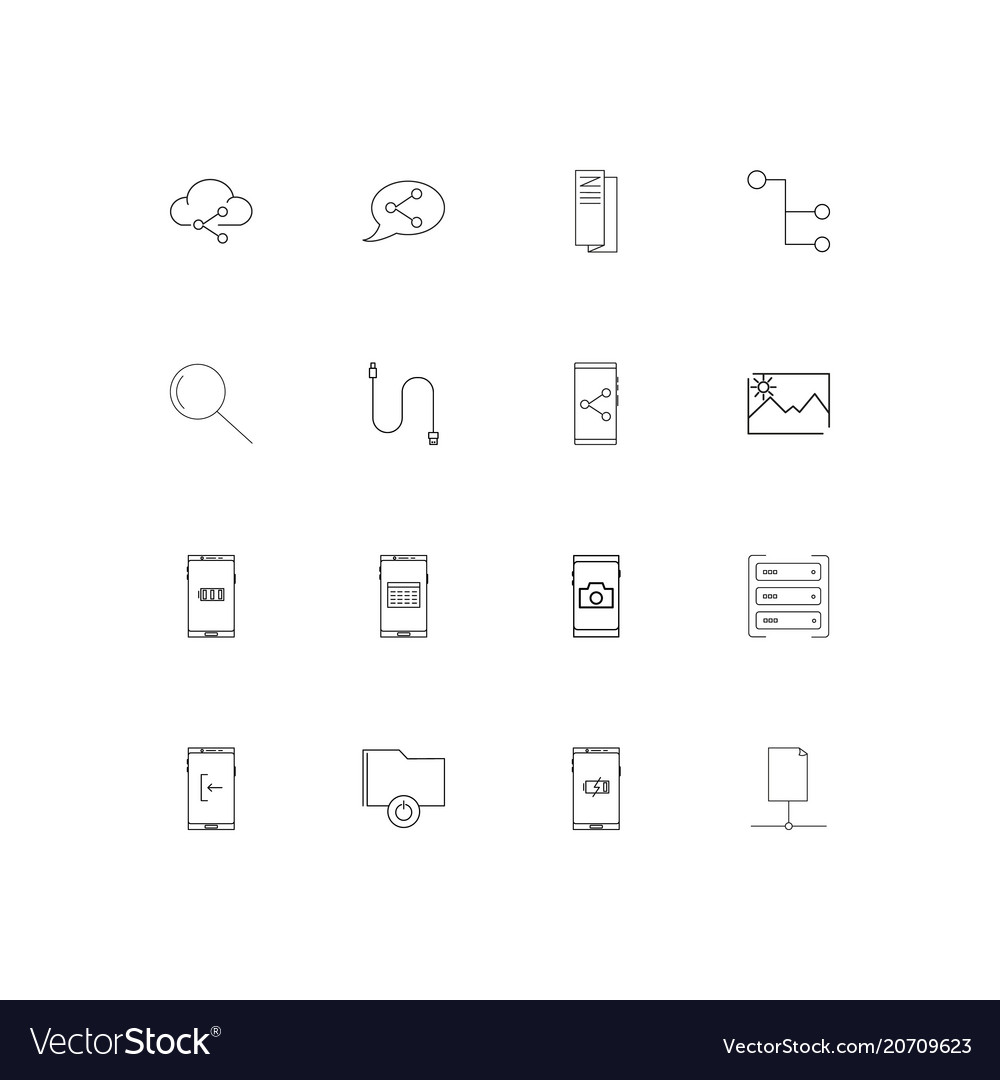 Network and database simple linear icons set
