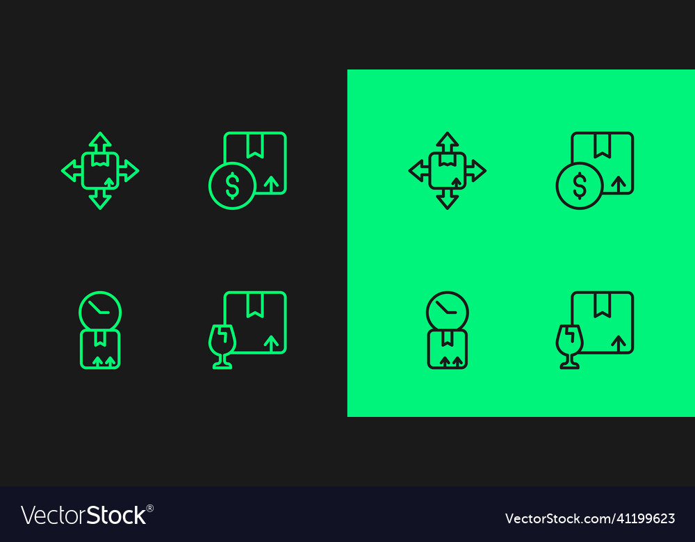 Set line package box with fragile content Vector Image Set line package box with fragile content