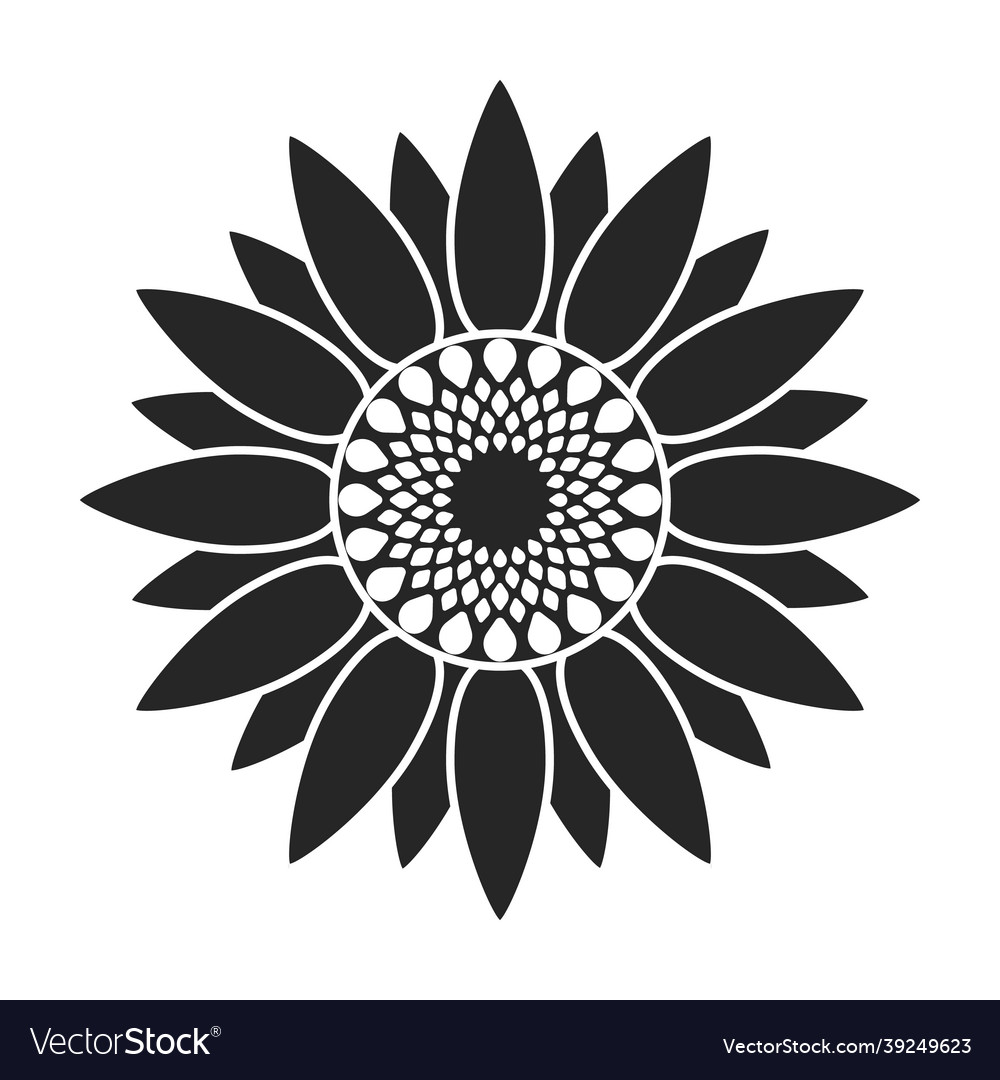 Sunflower iconblack icon isolated Royalty Free Vector Image