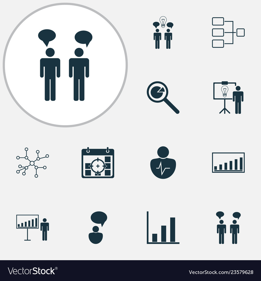 Administration icons set with communication vector image Administration icons set with communication