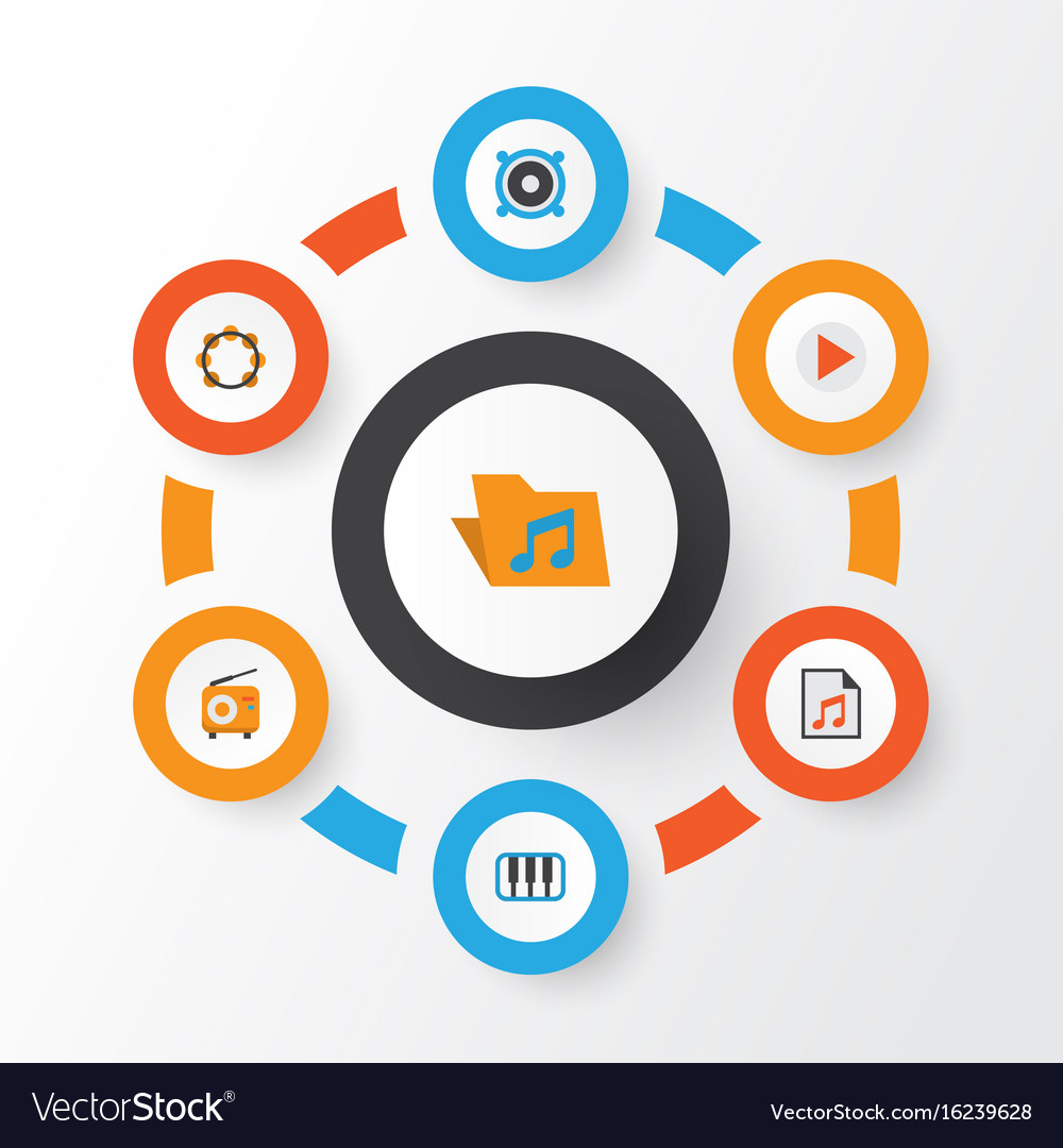 Audio flat icons set collection of button