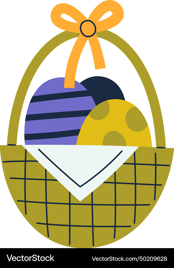 Basket with easter eggs Royalty Free Vector Image
