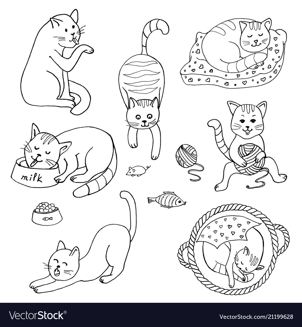 Cat set Royalty Free Vector Image - VectorStock