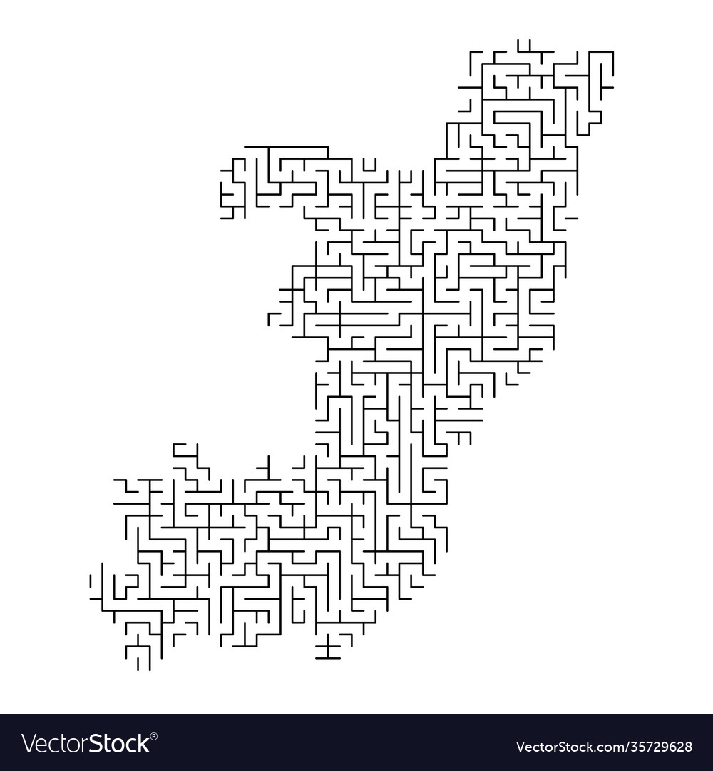 Congo map from black pattern maze grid vector image Congo map from black pattern maze grid