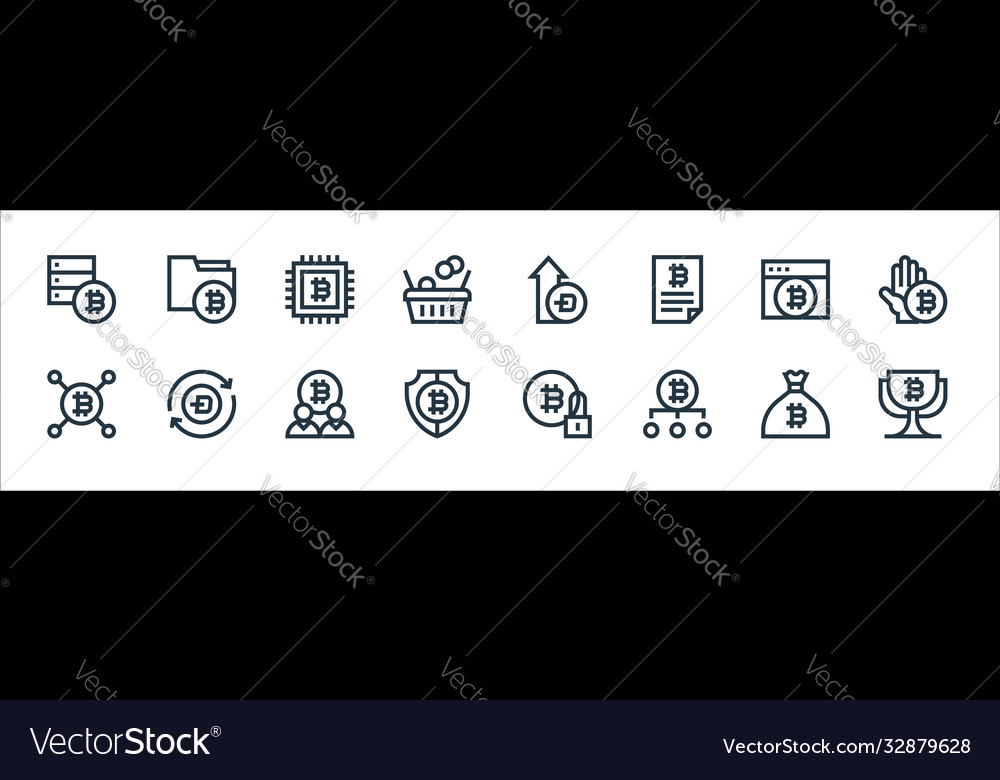 Cryptocurrency line icons linear set quality