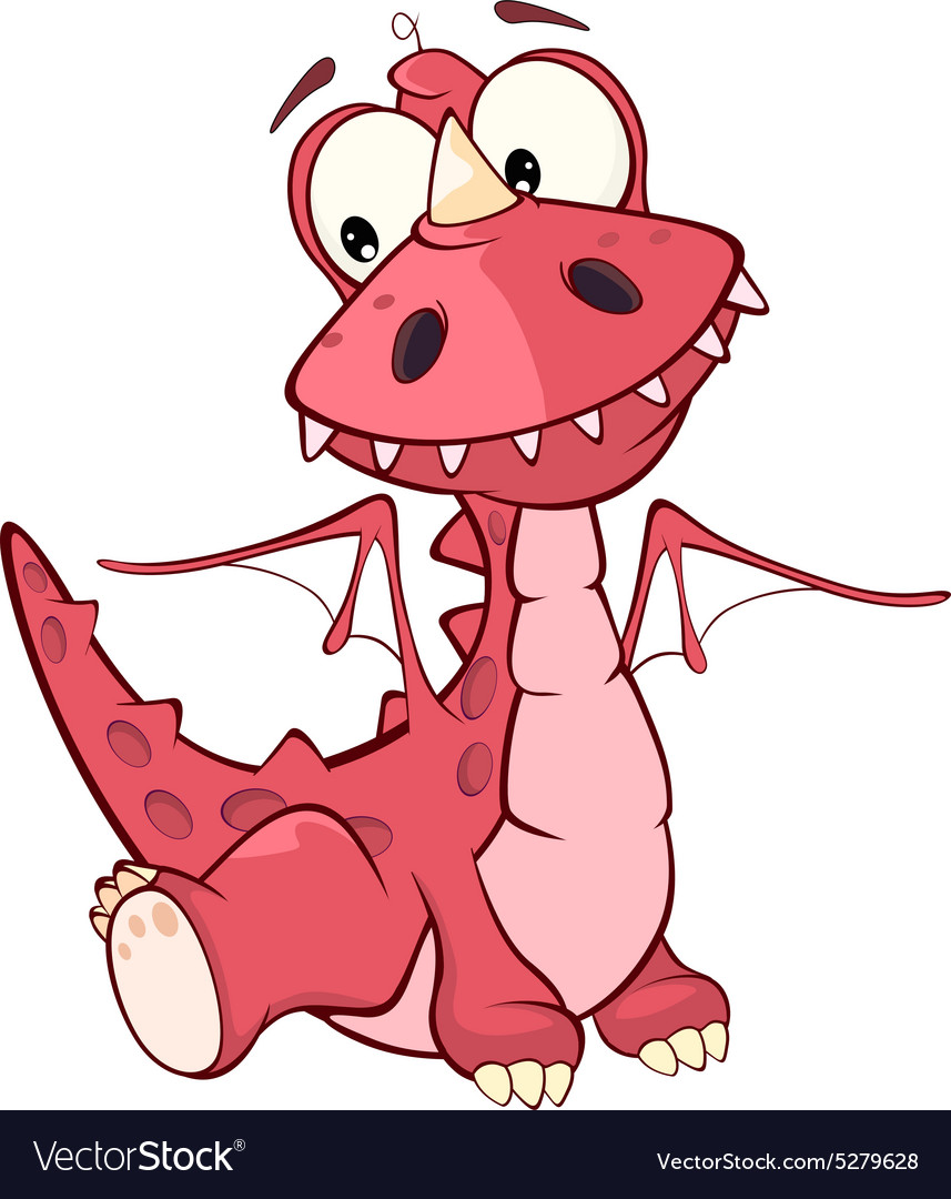 Cute red dragon cartoon Royalty Free Vector Image