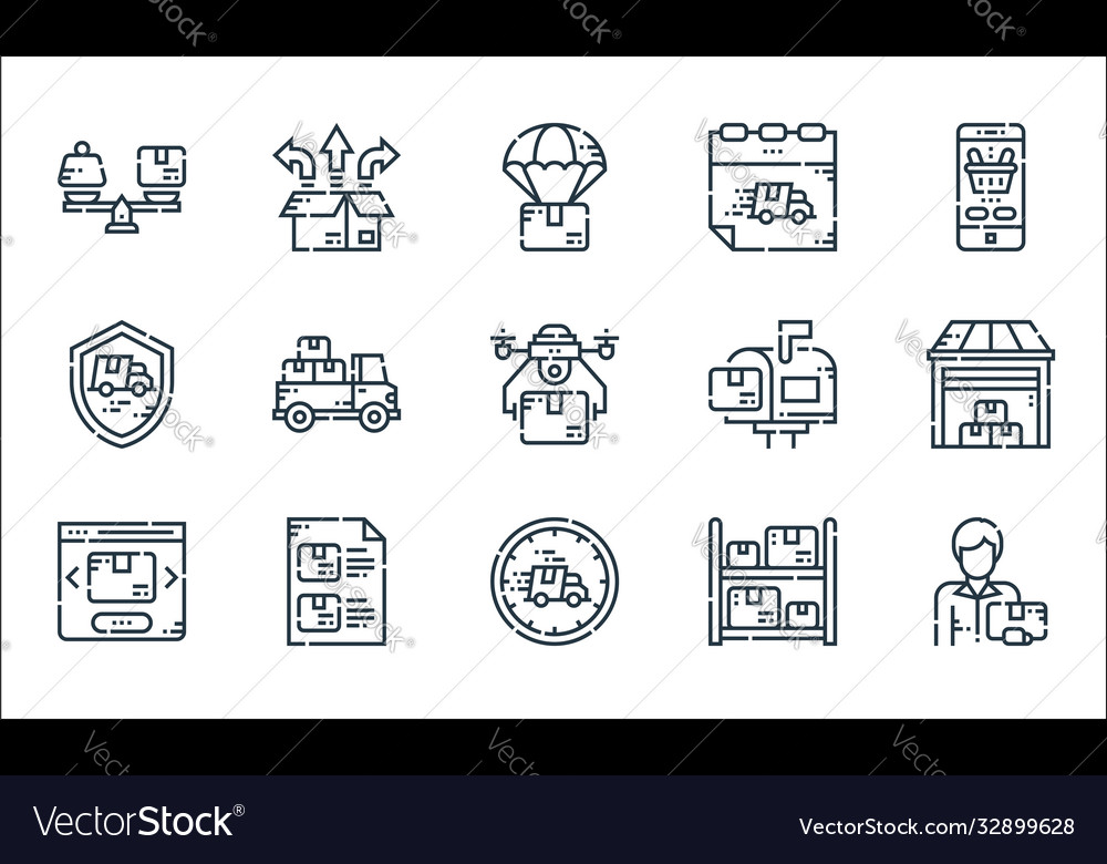 Delivery line icons linear set quality vector image Delivery line icons linear set quality