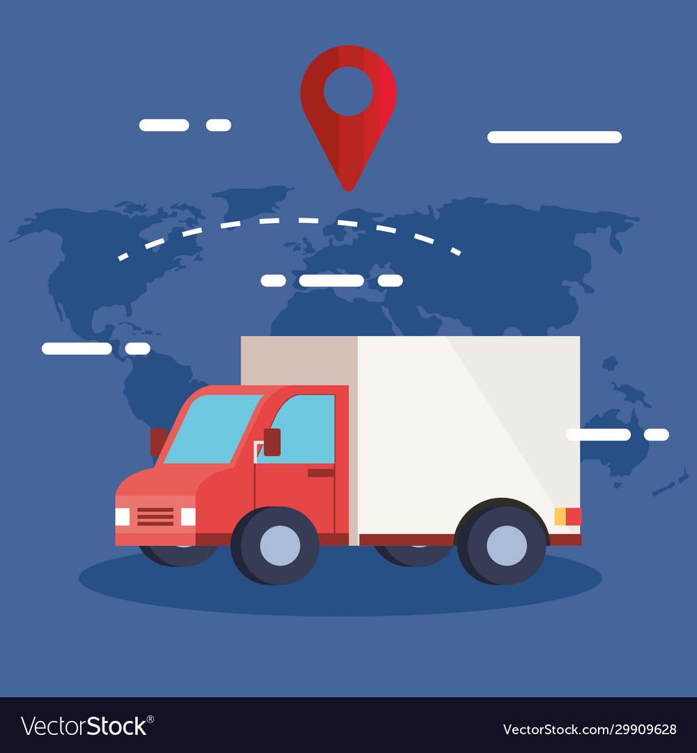 Delivery logistic service with truck and pin