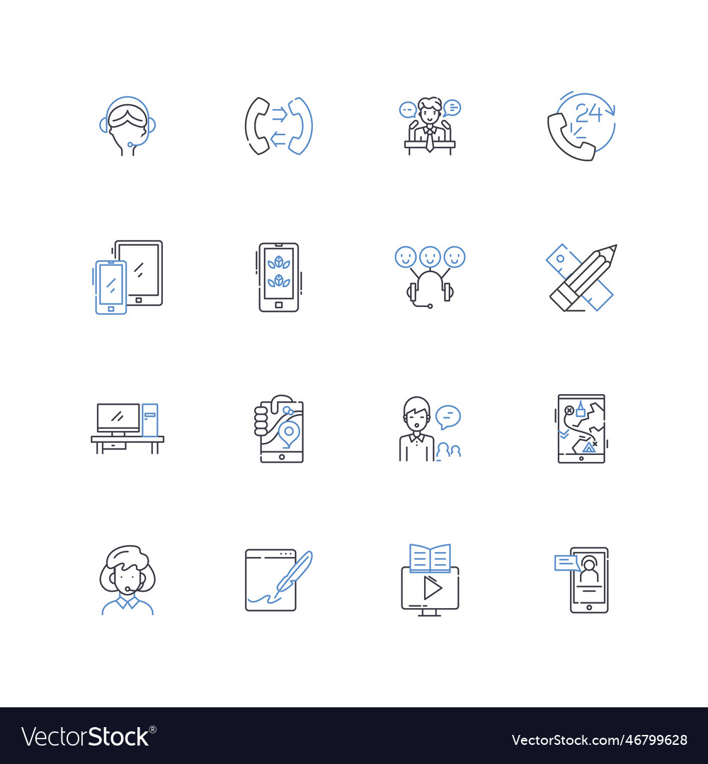 Discourse line icons collection conversation vector image Discourse line icons collection conversation