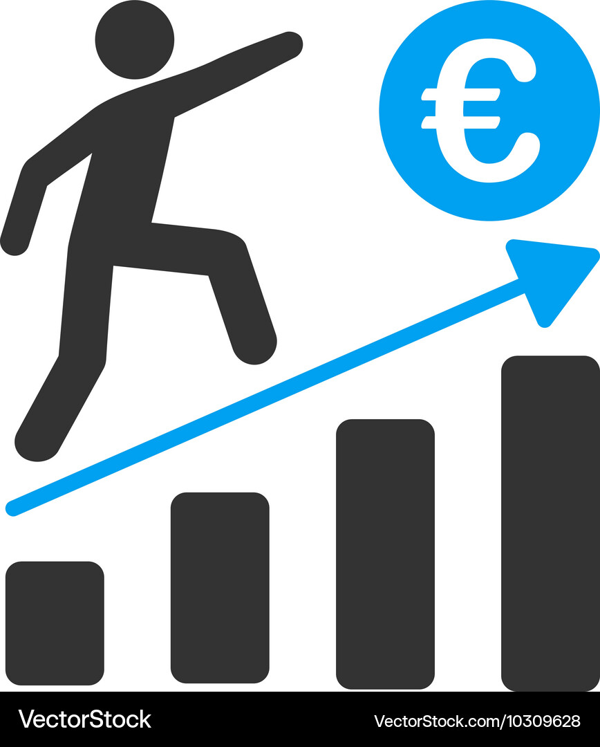 Euro Business Growth Flat Icon Royalty Free Vector Image