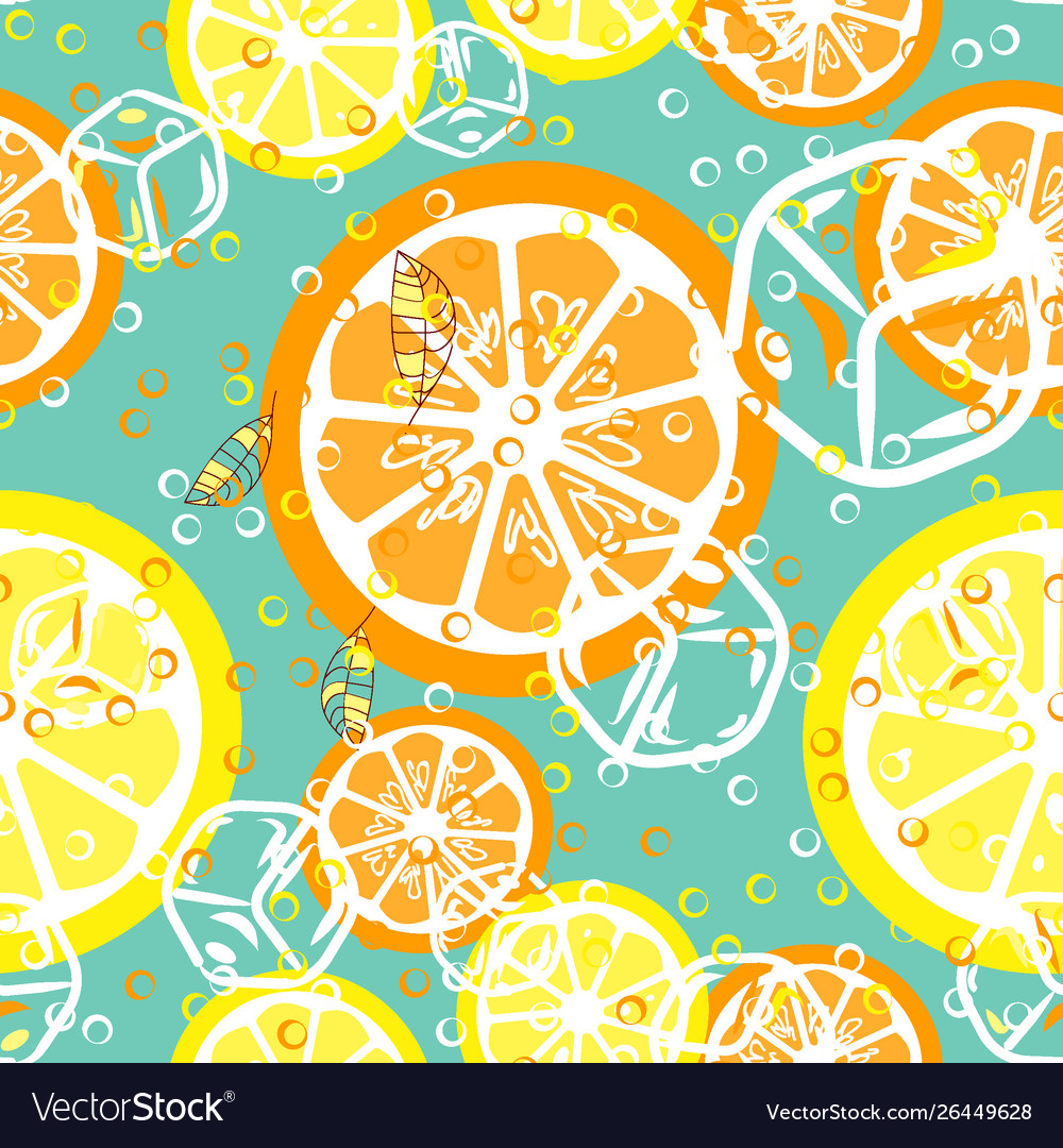 Fruit pattern with lemon and lime ice cubes Vector Image