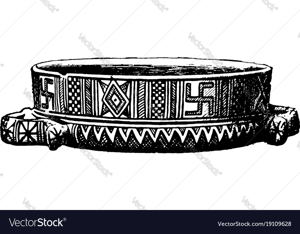 Greek Vase Is A Geometric Style Vintage Engraving Vector Image