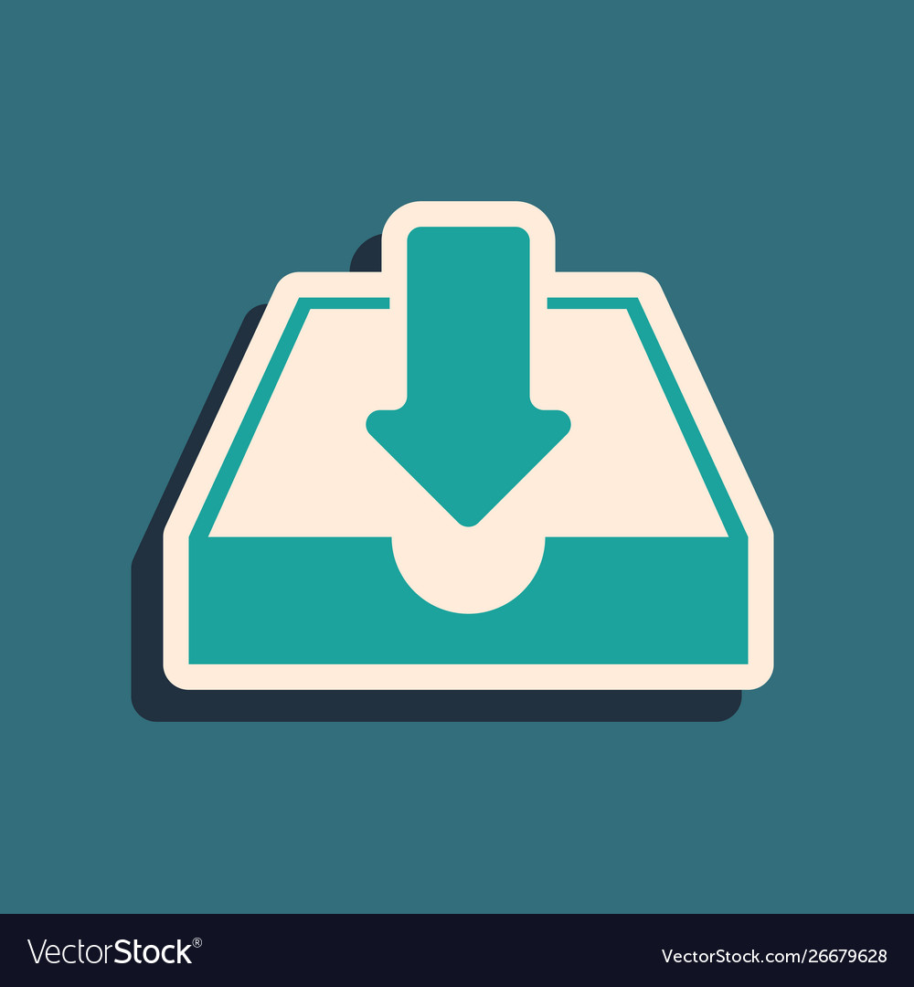 Grüner Download-Inbox-Symbol isoliert auf blau