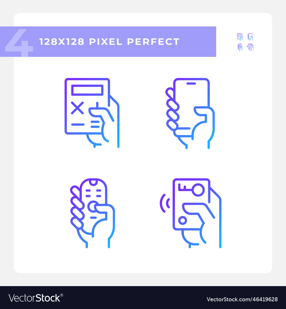 Hands with mobile devices pixel perfect gradient