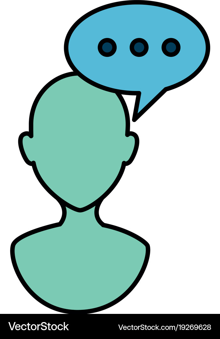 Human profile with speech bubble Royalty Free Vector Image