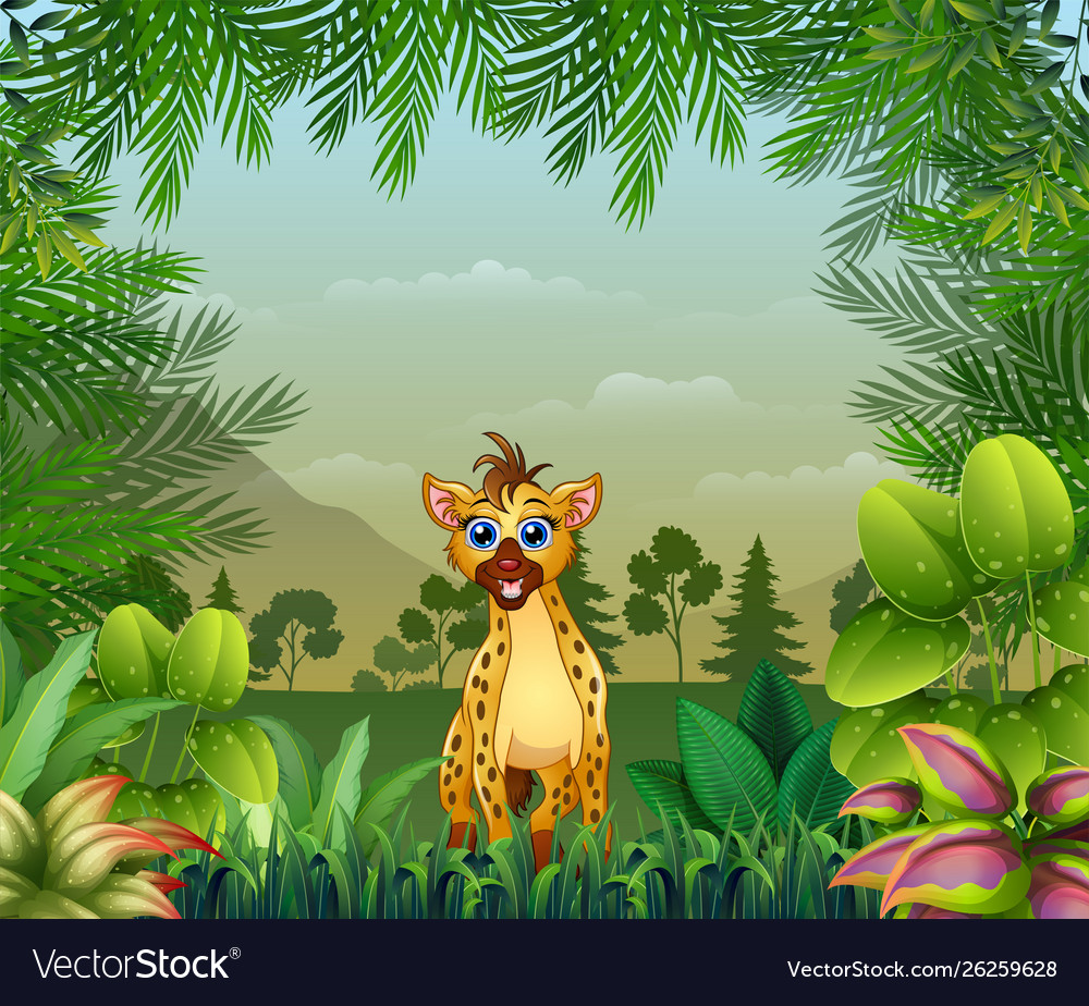 Jungle themed background with a hyena Royalty Free Vector Jungle themed background with a hyena Royalty Free Vector