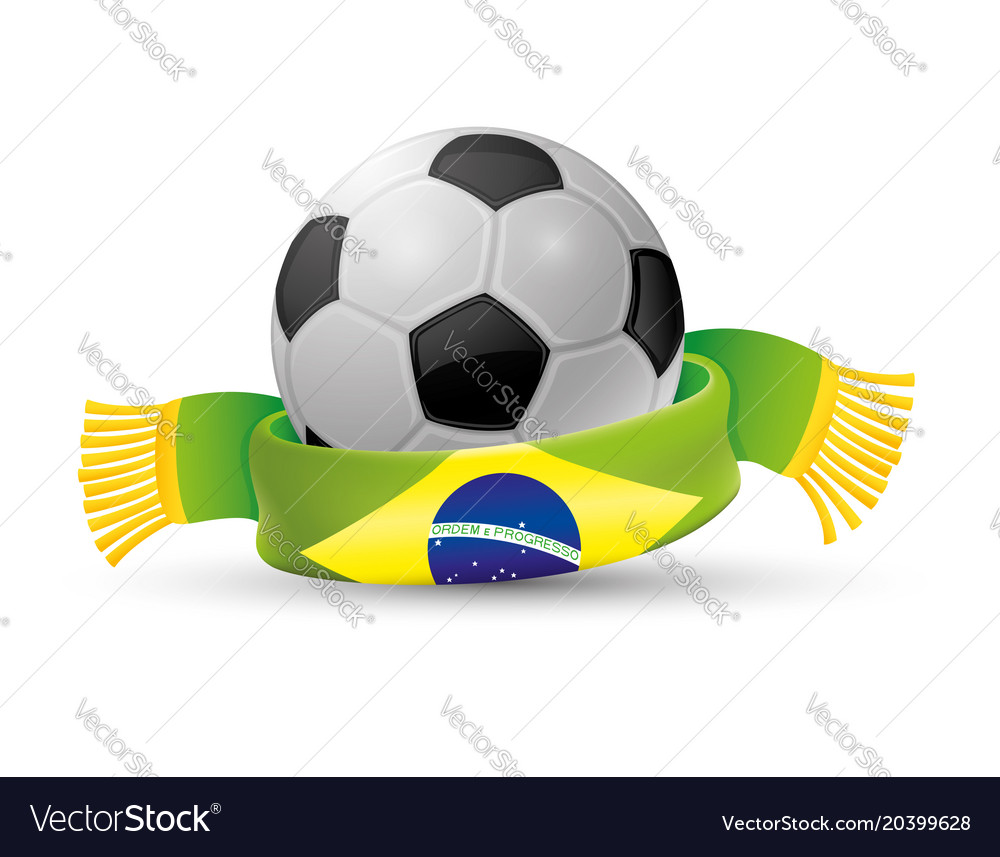 Leather soccer ball and green scarf Royalty Free Vector