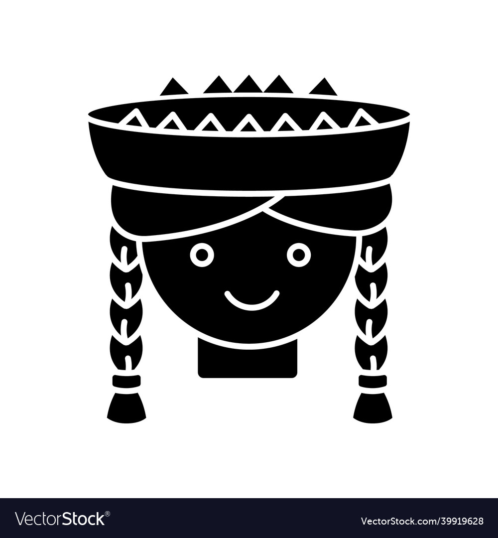 Peruvian Mädchen schwarz glyph icon niedlich lächelnd Frau