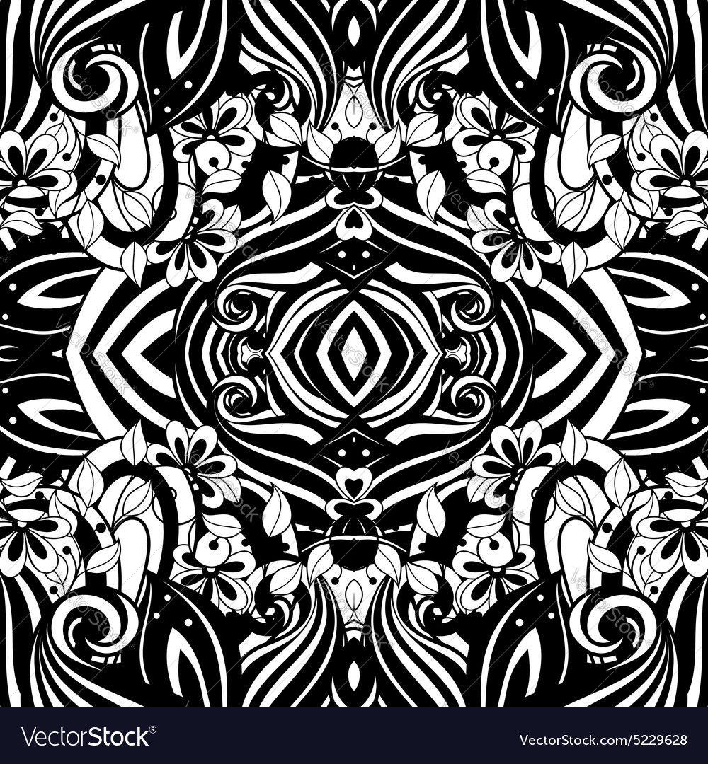 Seamless abstract black and white tribal pattern