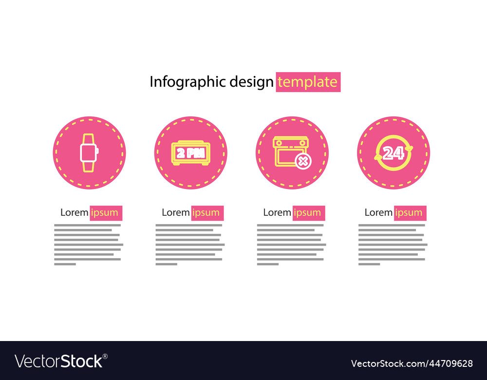 Set line calendar date delete clock 24 hours vector image Set line calendar date delete clock 24 hours