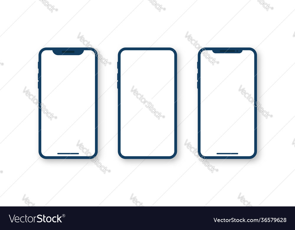 Set mobile phone mockup with empty screen