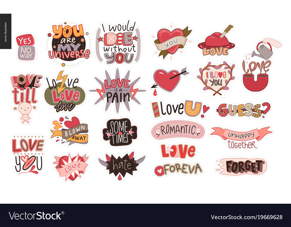 Set of contemporary girlie love letter logo